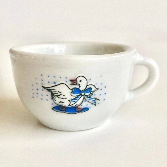 Miniature Doll House Ceramic China Tea Set Teapot Cup Saucer Duck Goose Geese - Picture 3 of 11